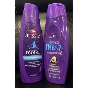 2 Aussie Miracle and Mega Moist Shampoo Combo Set 12.1 + 13.5 Oz Rare FAST SHIP